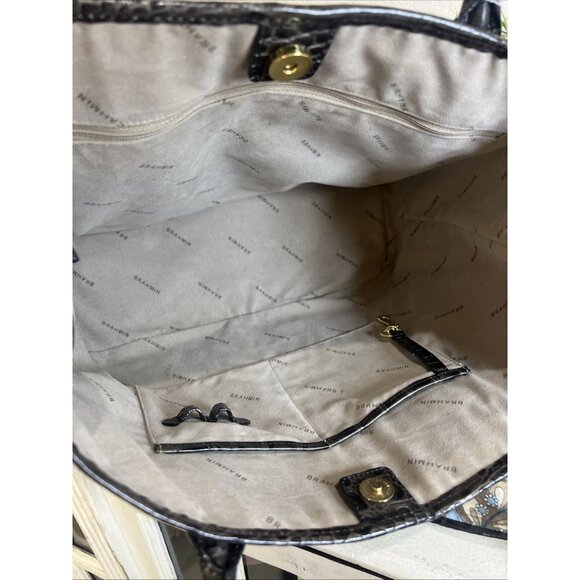 Brahmin Black And Brown Large Shoulder Tote Bag Carry All Travel - Picture 15 of 16